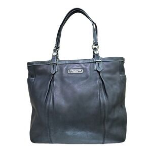 Coach Large Hampton Laguna Black Tote Bag Purse Double Handle